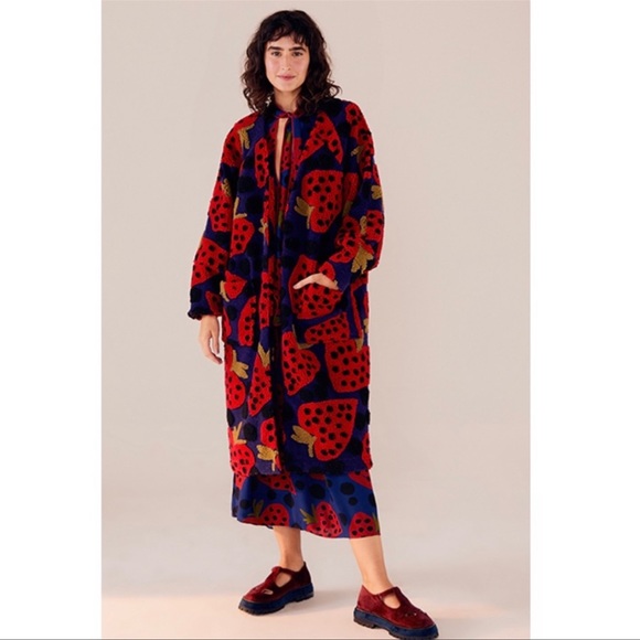 NWT FARM Rio Maxi heartberry fleece cardigan size XS S M L blue red green - Picture 1 of 12